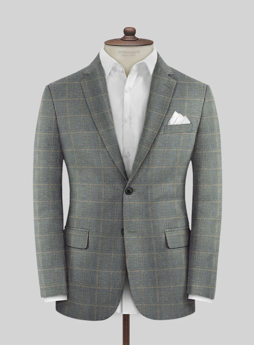 Italian Murano Sero Houndstooth Wool Linen Silk Jacket