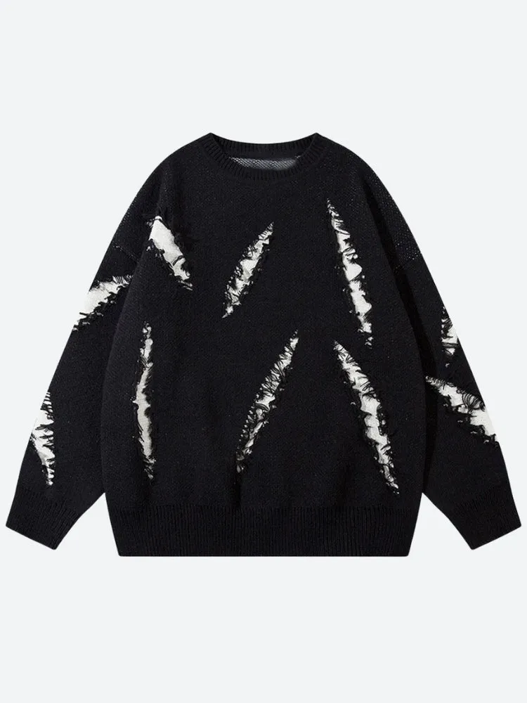 Jinquedai Grunge Claw Distressed Knitted Sweater