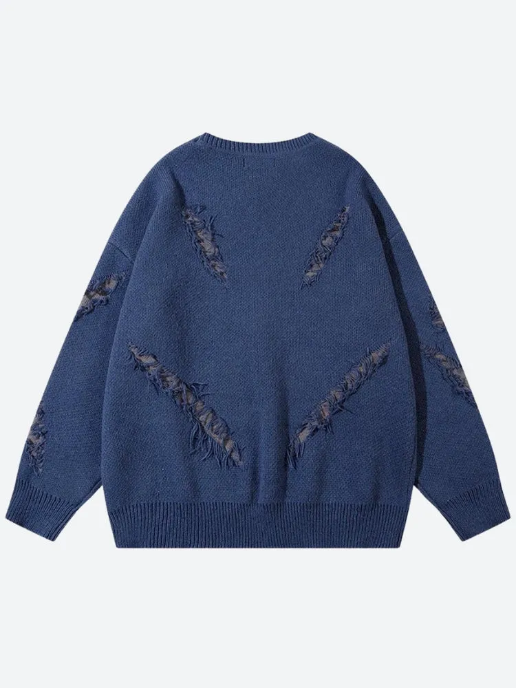 Jinquedai Grunge Claw Distressed Knitted Sweater