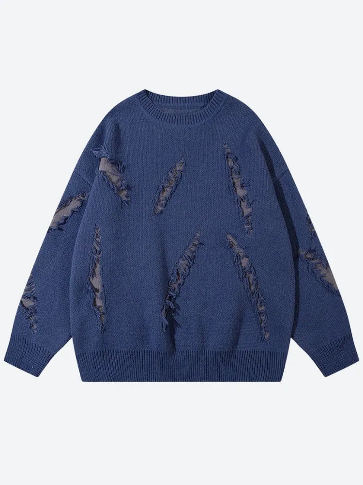 Jinquedai Grunge Claw Distressed Knitted Sweater