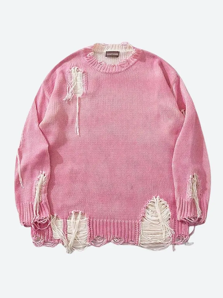 Jinquedai Grunge Tasseled Distressed Sweater