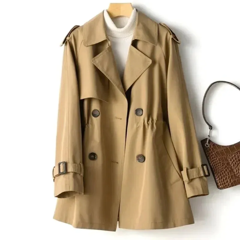 Khaki Double Button Loose Trench Coats