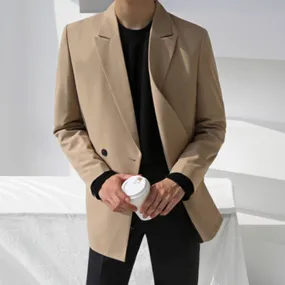 [Korean Style] 2 Colors Double Breasted Oversize Blazer