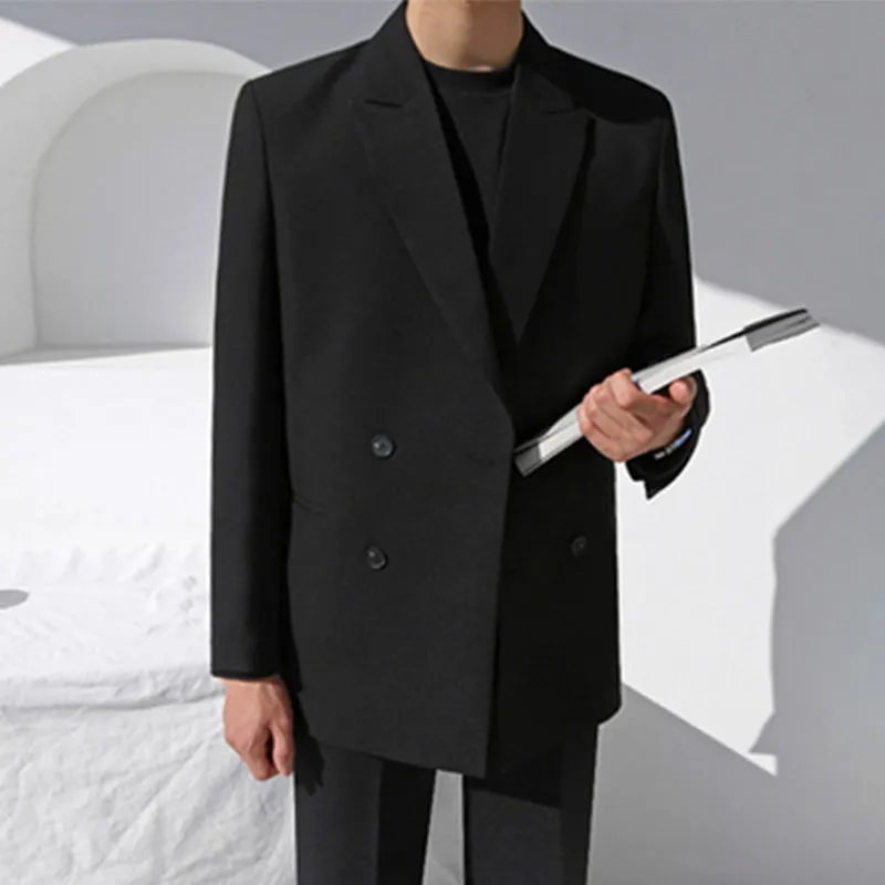 [Korean Style] 2 Colors Double Breasted Oversize Blazer