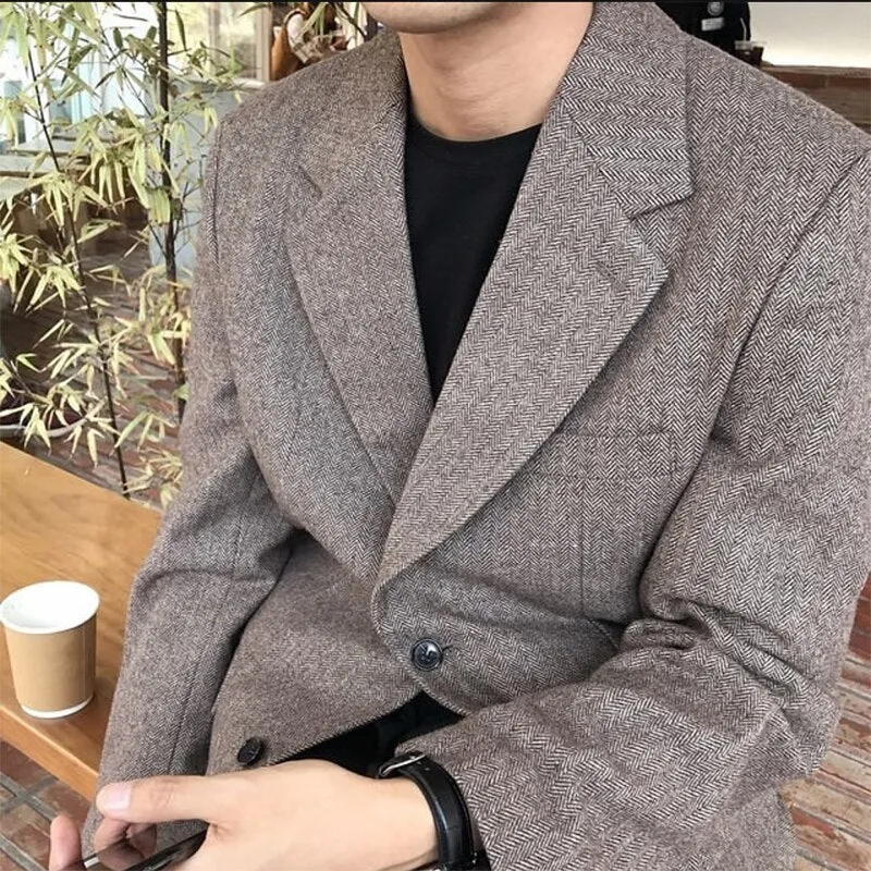 [Korean Style] Brown Single Breasted Blazers