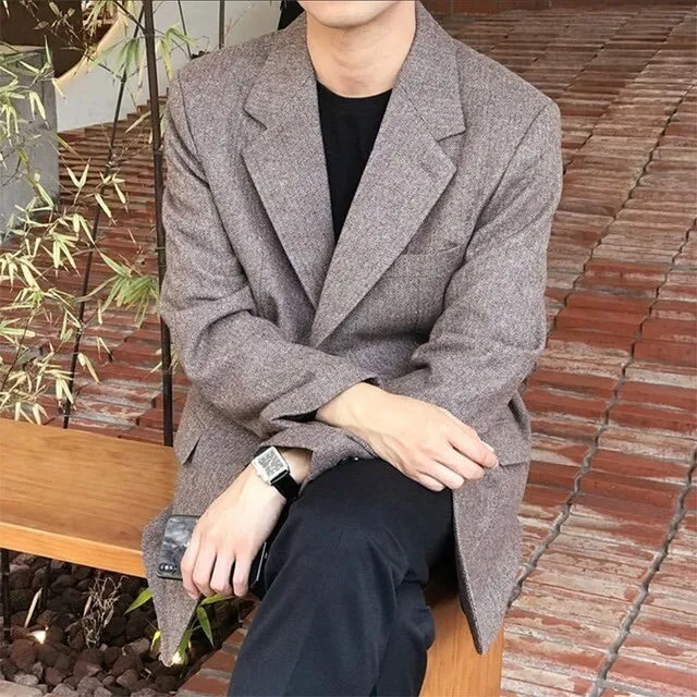 [Korean Style] Brown Single Breasted Blazers