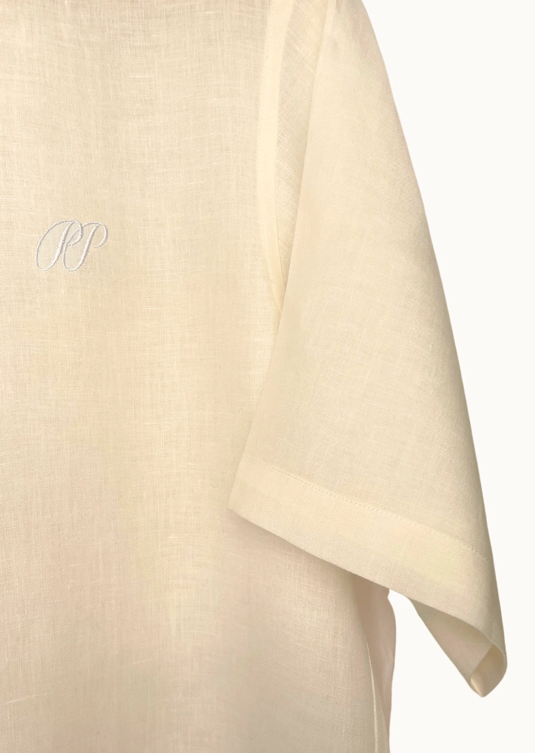 Laos Short Sleeve Linen Shirt - Oyster