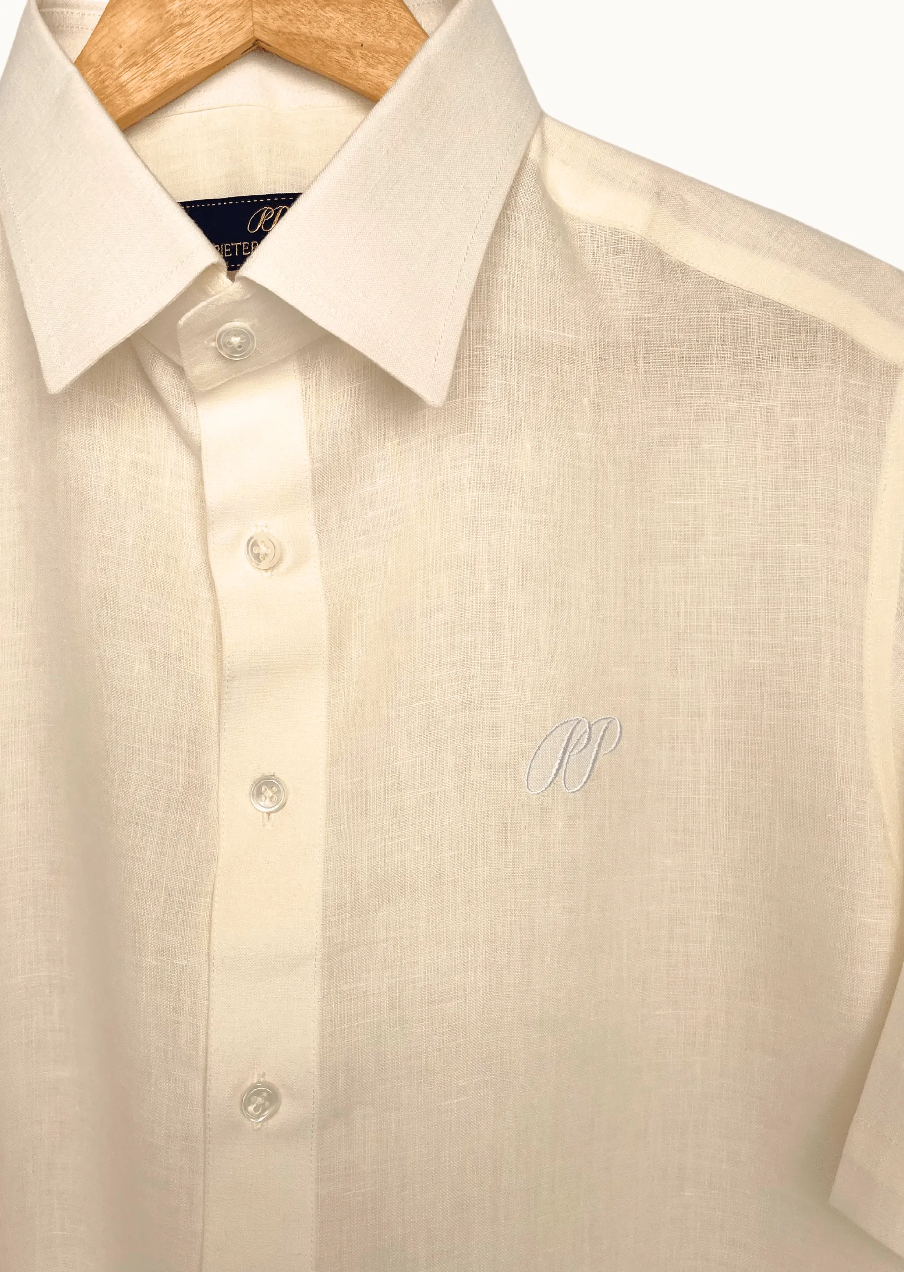 Laos Short Sleeve Linen Shirt - Oyster