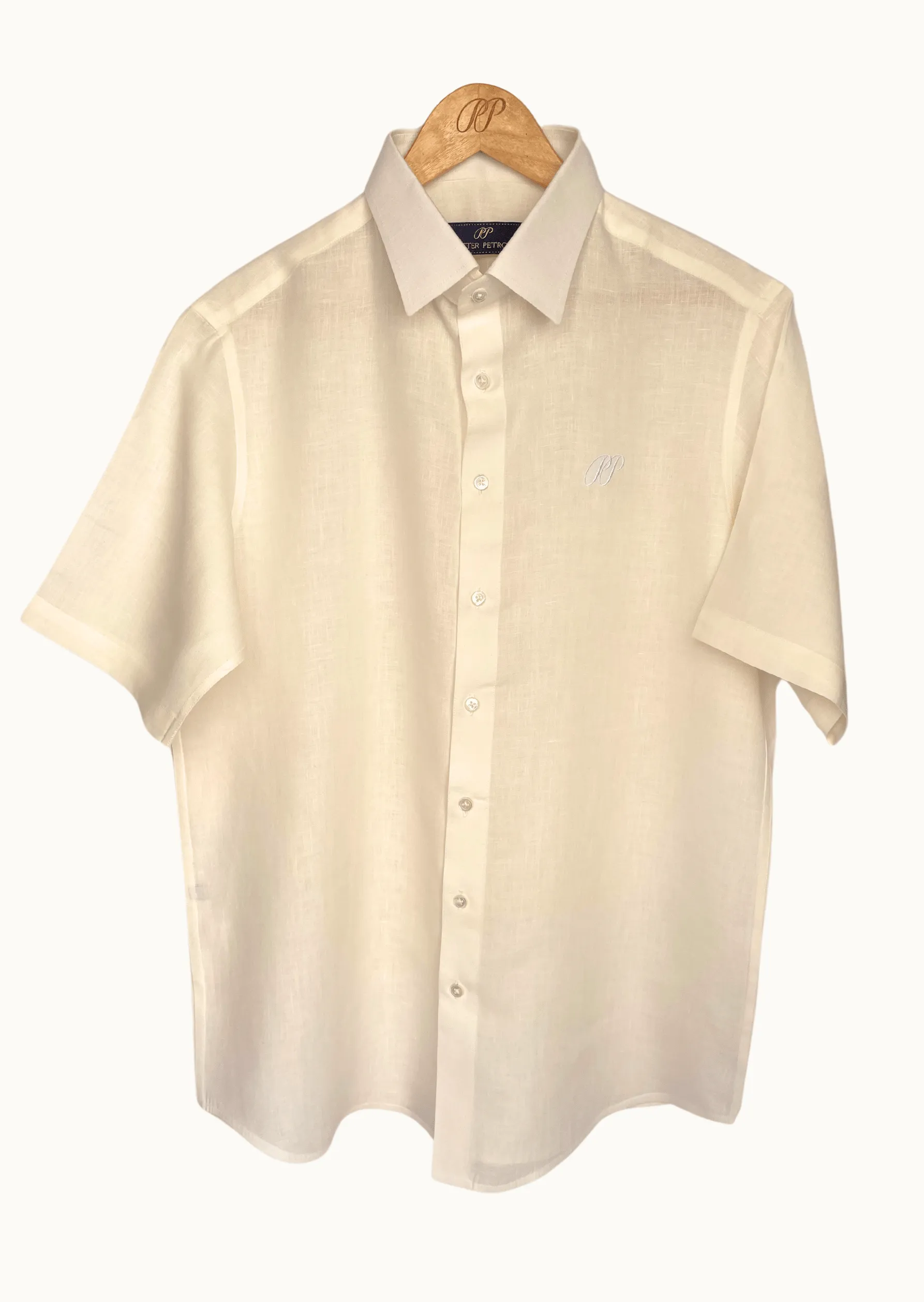 Laos Short Sleeve Linen Shirt - Oyster