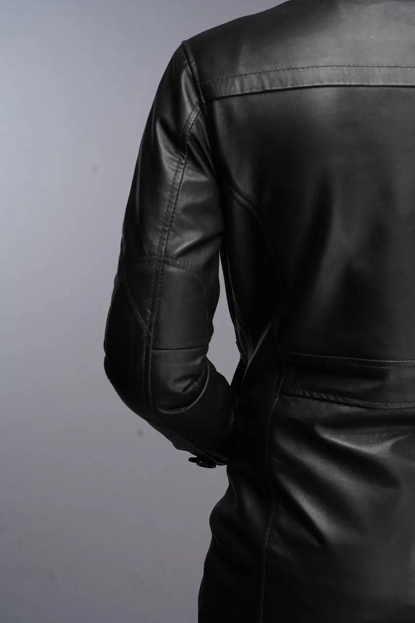 Men's Black Car Coat Leather Jacket