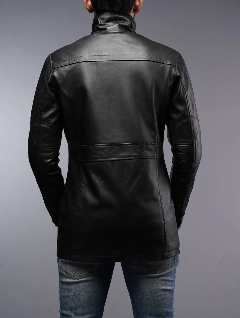 Men's Black Car Coat Leather Jacket