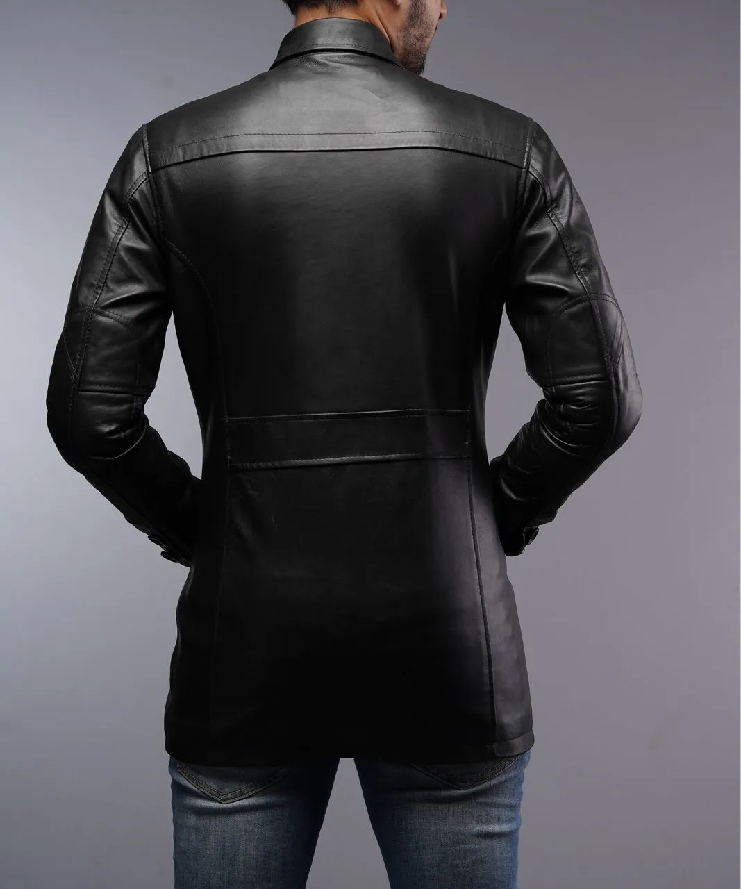 Men's Black Car Coat Leather Jacket