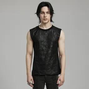 Men's Gothic Grunge Distressed Eyelet Tank Top