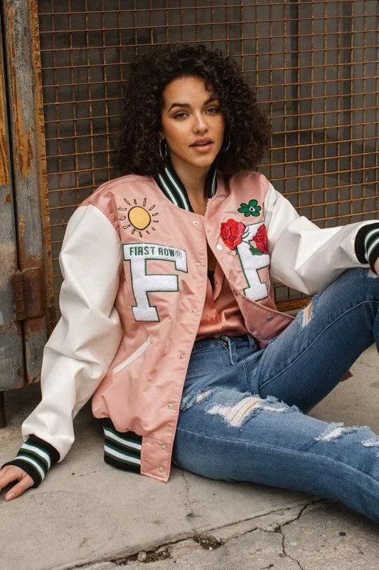 Mens Pink Spring Varsity Jacket