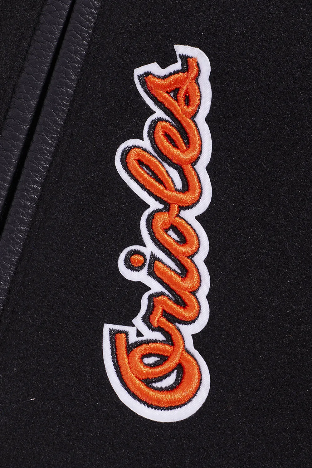 MLB BALTIMORE ORIOLES RETRO CLASSIC WOMEN'S RIB WOOL VARSITY JACKET (BLACK/ORANGE)