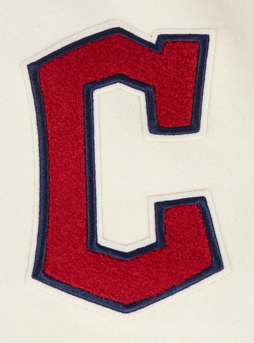 MLB CLEVELAND GUARDIANS RETRO CLASSIC MEN'S RIB WOOL VARSITY JACKET (EGGSHELL/ MIDNIGHT NAVY)