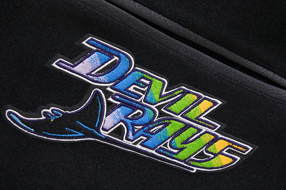 MLB TAMPA DEVIL RAYS RETRO CLASSIC MEN'S RIB WOOL VARSITY JACKET (BLACK/WHITE)