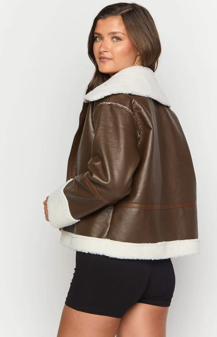 Myki Brown Sherpa Jacket