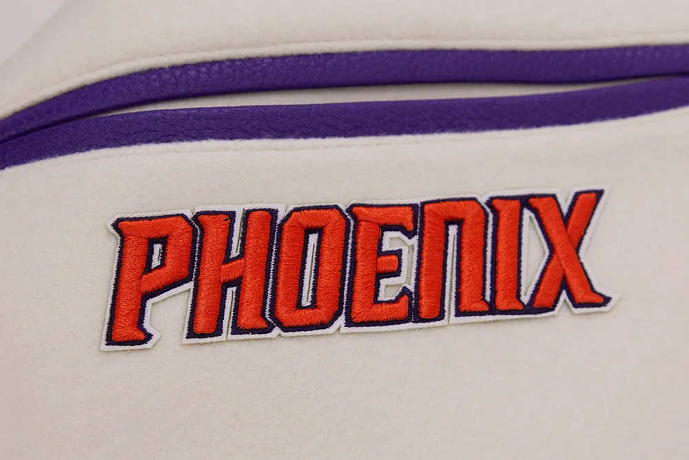 NBA PHOENIX SUNS RETRO CLASSIC MEN'S RIB WOOL VARSITY JACKET (EGGSHELL/PURPLE)