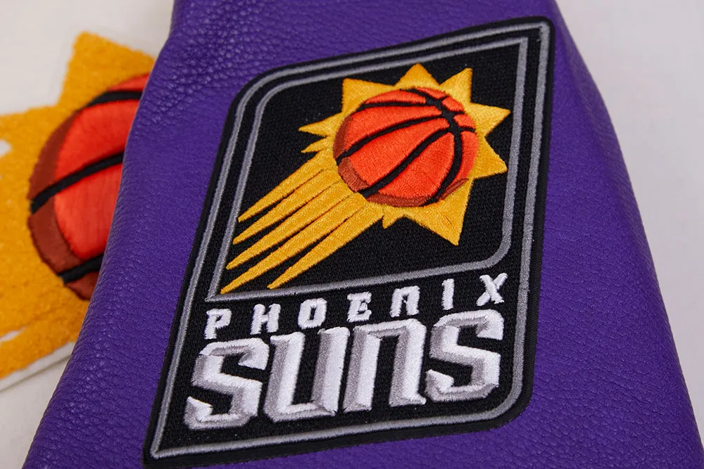 NBA PHOENIX SUNS RETRO CLASSIC MEN'S RIB WOOL VARSITY JACKET (EGGSHELL/PURPLE)