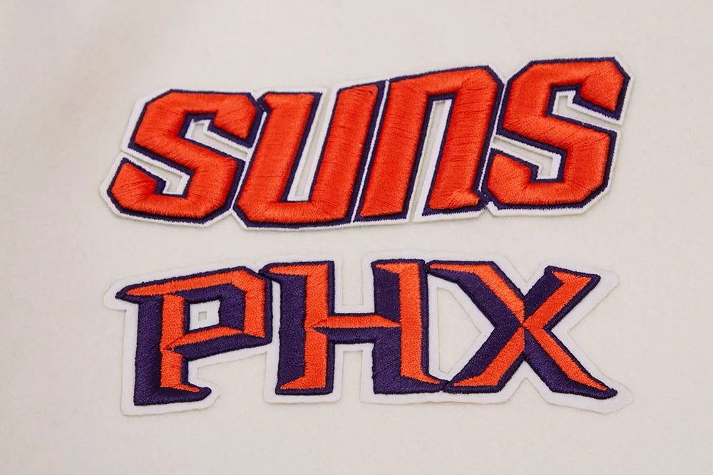 NBA PHOENIX SUNS RETRO CLASSIC MEN'S RIB WOOL VARSITY JACKET (EGGSHELL/PURPLE)