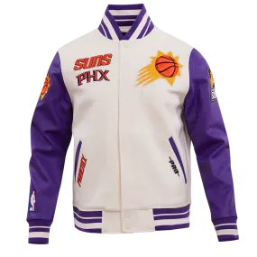 NBA PHOENIX SUNS RETRO CLASSIC MEN'S RIB WOOL VARSITY JACKET (EGGSHELL/PURPLE)