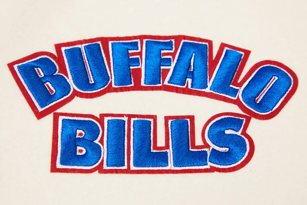 NFL BUFFALO BILLS RETRO CLASSIC MEN'S RIB WOOL VARSITY JACKET (EGGSHELL/ROYAL BLUE)