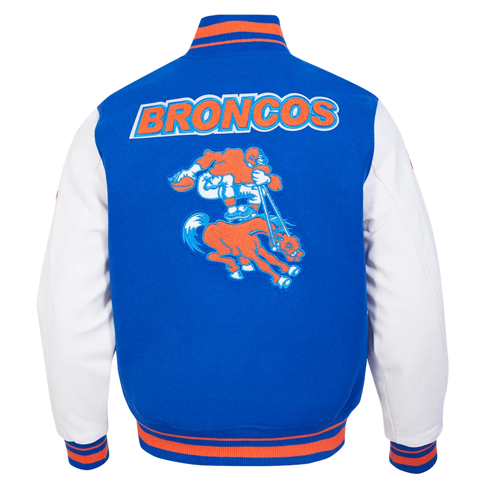 NFL DENVER BRONCOS RETRO CLASSIC MEN'S RIB WOOL VARSITY JACKET (ROYAL BLUE/ORANGE)