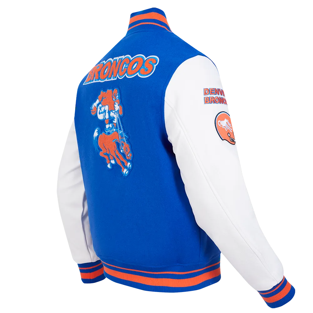 NFL DENVER BRONCOS RETRO CLASSIC MEN'S RIB WOOL VARSITY JACKET (ROYAL BLUE/ORANGE)