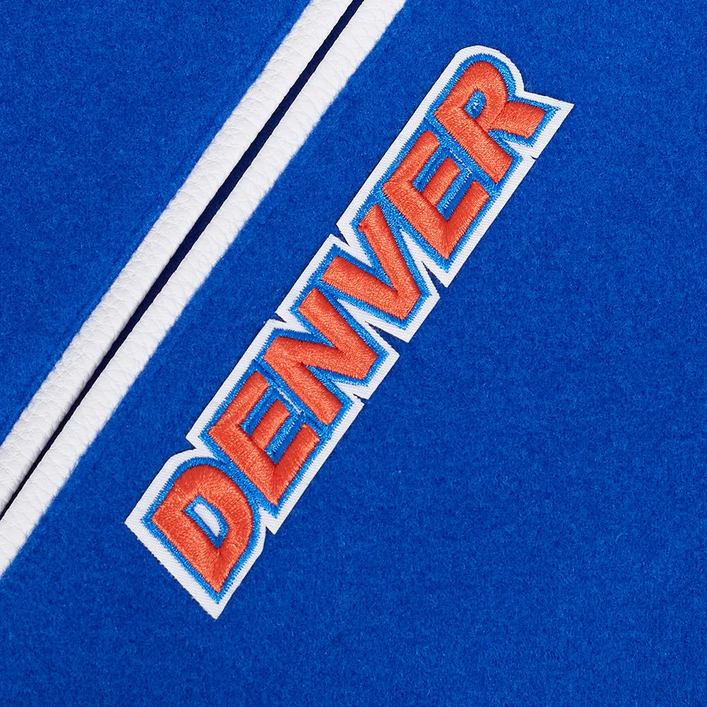 NFL DENVER BRONCOS RETRO CLASSIC MEN'S RIB WOOL VARSITY JACKET (ROYAL BLUE/ORANGE)