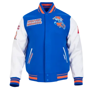 NFL DENVER BRONCOS RETRO CLASSIC MEN'S RIB WOOL VARSITY JACKET (ROYAL BLUE/ORANGE)