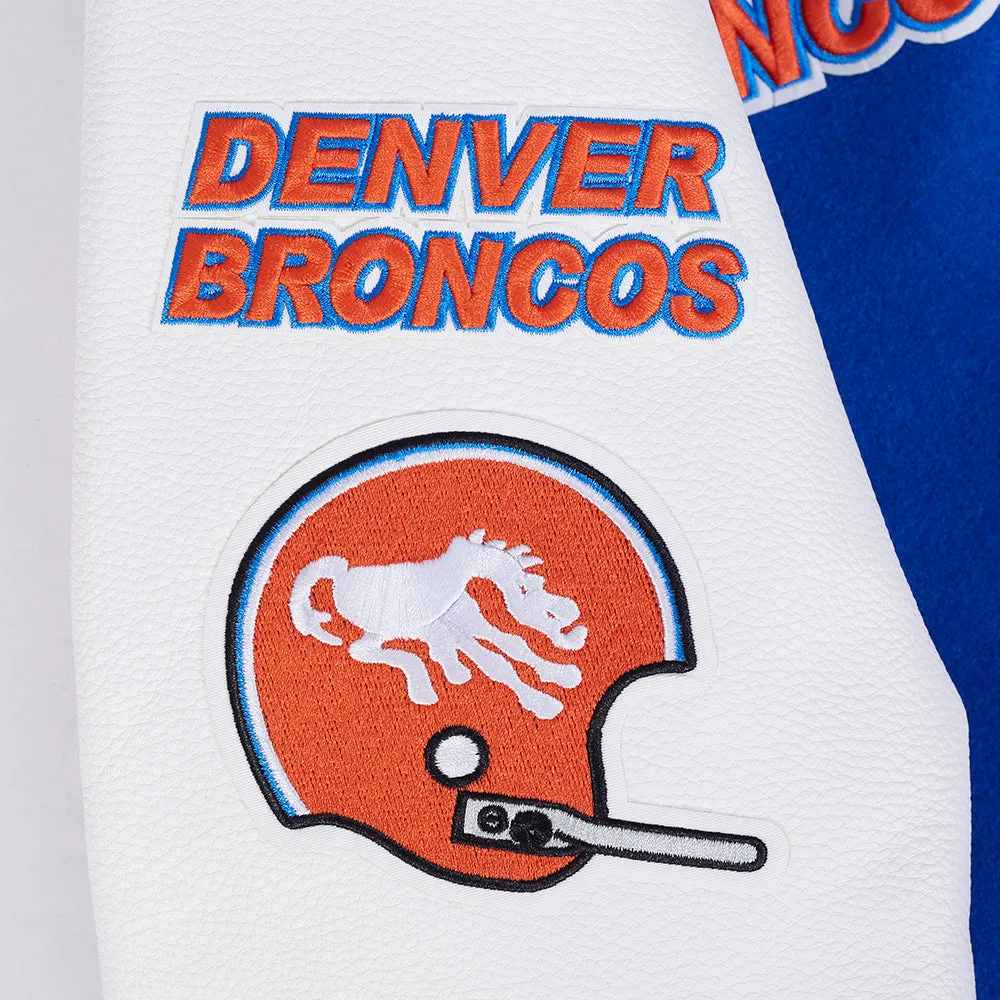 NFL DENVER BRONCOS RETRO CLASSIC MEN'S RIB WOOL VARSITY JACKET (ROYAL BLUE/ORANGE)