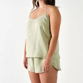 Nimes Wasabi Linen Cami by Linen House