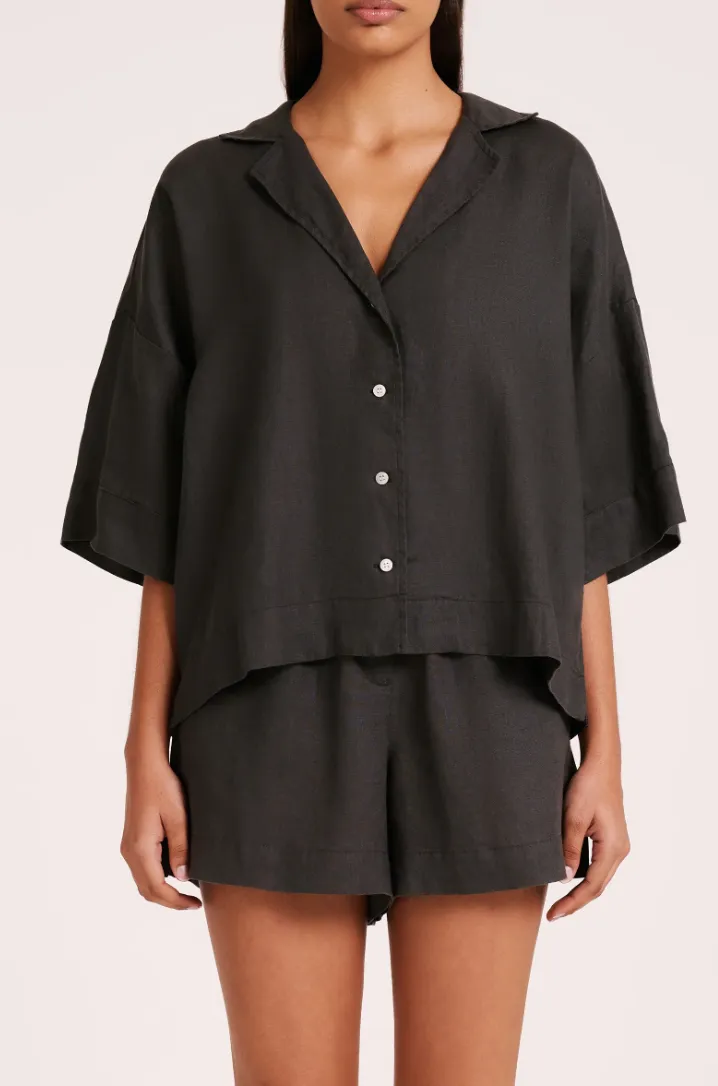 Nude Lucy - Lounge Linen Shirt (Coal)