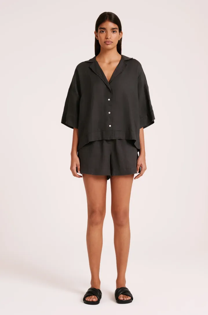 Nude Lucy - Lounge Linen Shirt (Coal)