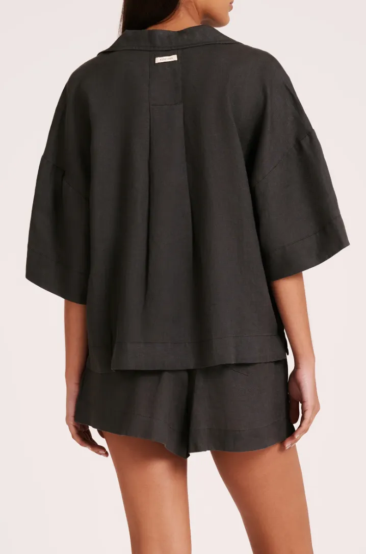 Nude Lucy - Lounge Linen Shirt (Coal)