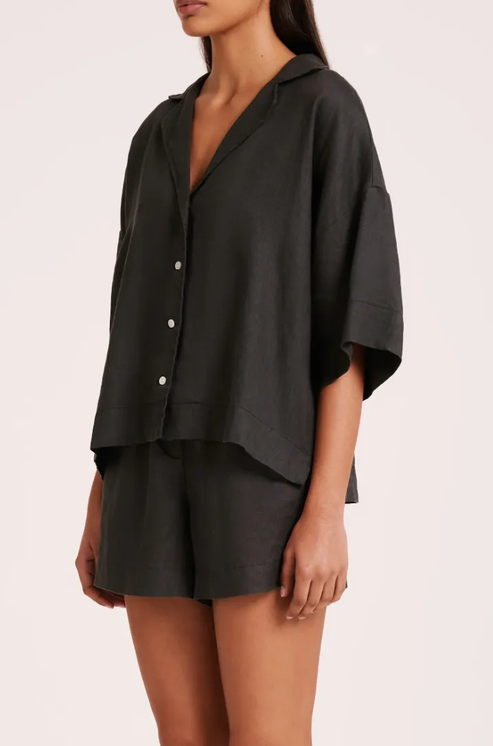 Nude Lucy - Lounge Linen Shirt (Coal)