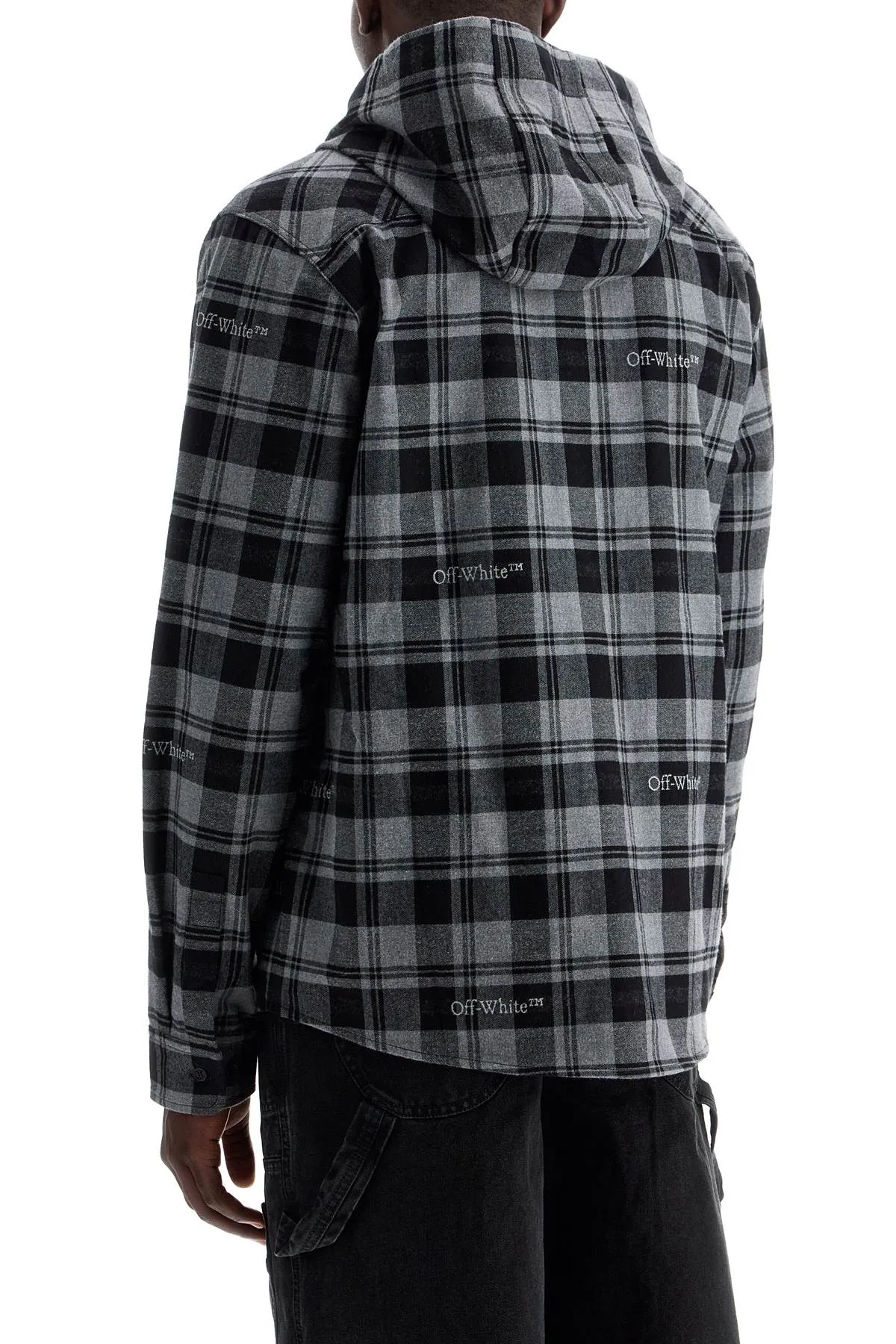 OFF-WHITE checked overshirt with hood