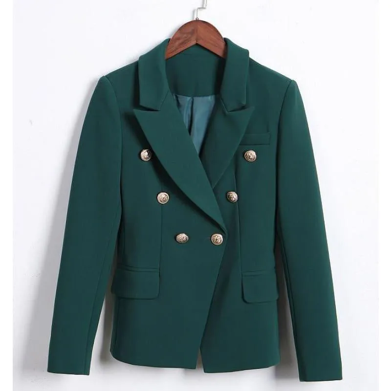 Olive Green Double Breasted Blazer Jacket