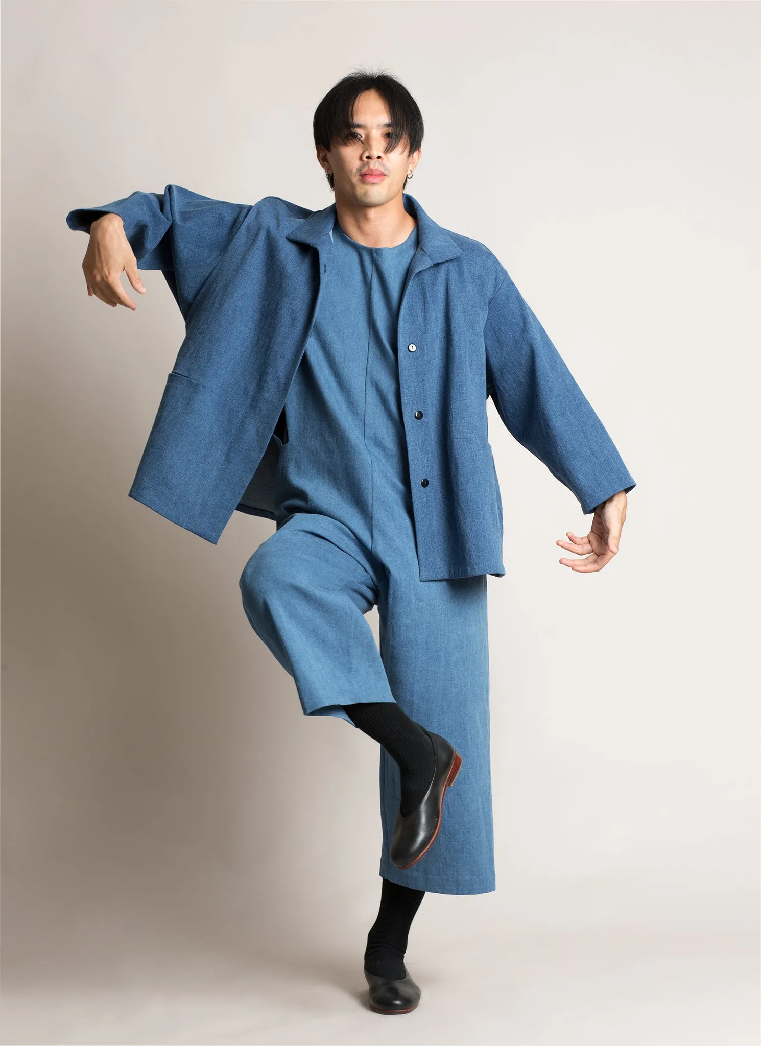 Opaque Button-Up Pocket Denim Shirt Jacket - Light Blue II