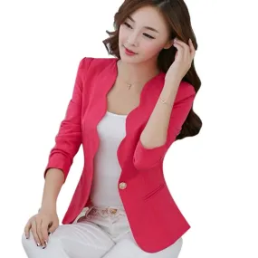 Pink Casual Business Blazer Suit Women One Button Jacket Coat Outwear Blazer Candy Color 2017 Faddish women blazers and jackets