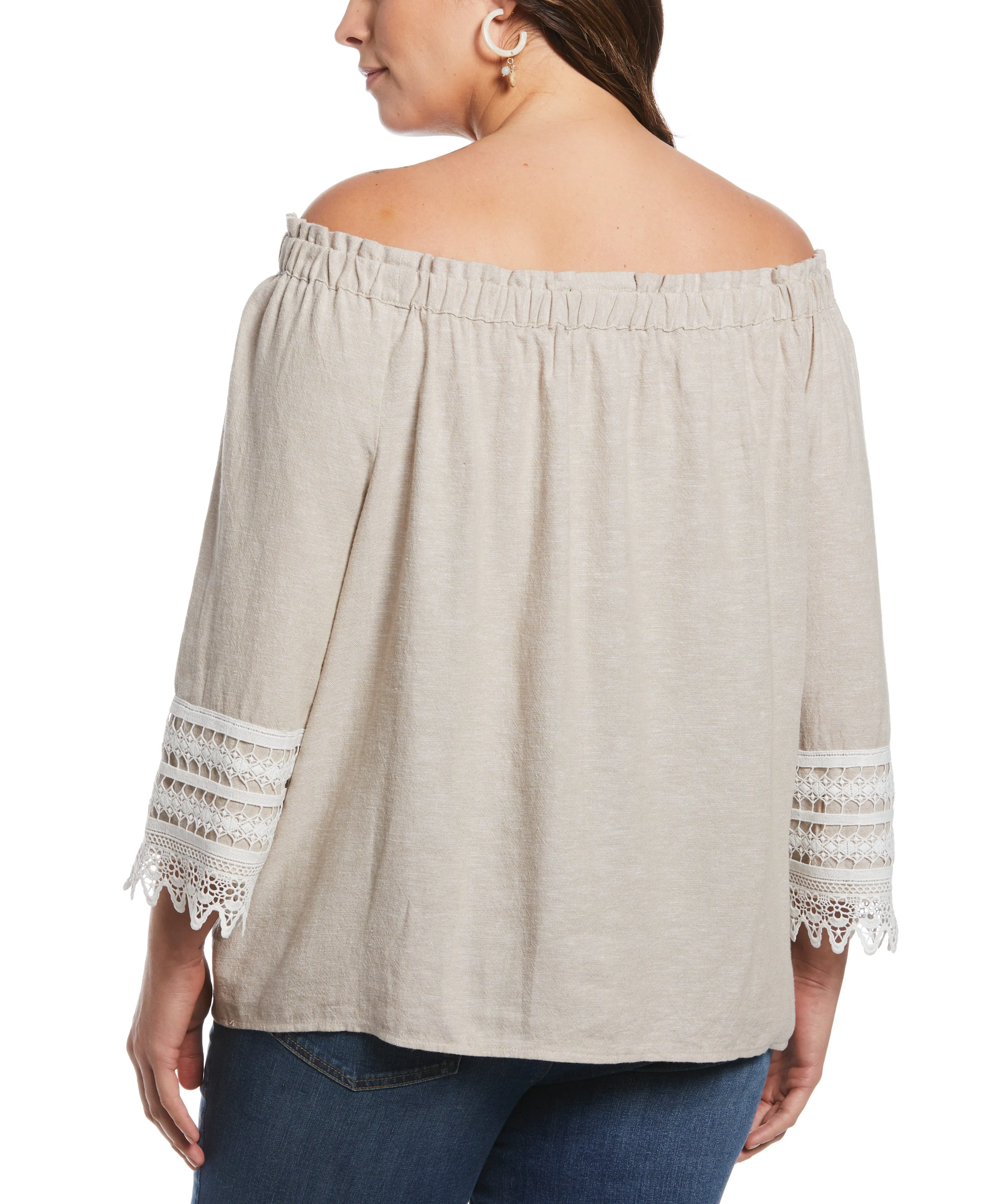 Plus Size Linen Blend Off the Shoulder Top