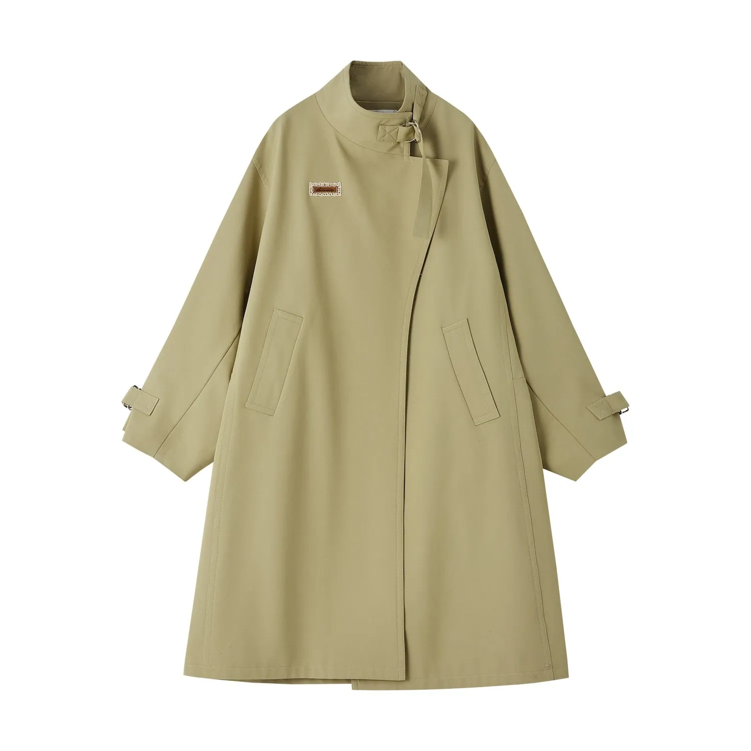 Retro Casual Silhouette Trench Coat In Khaki