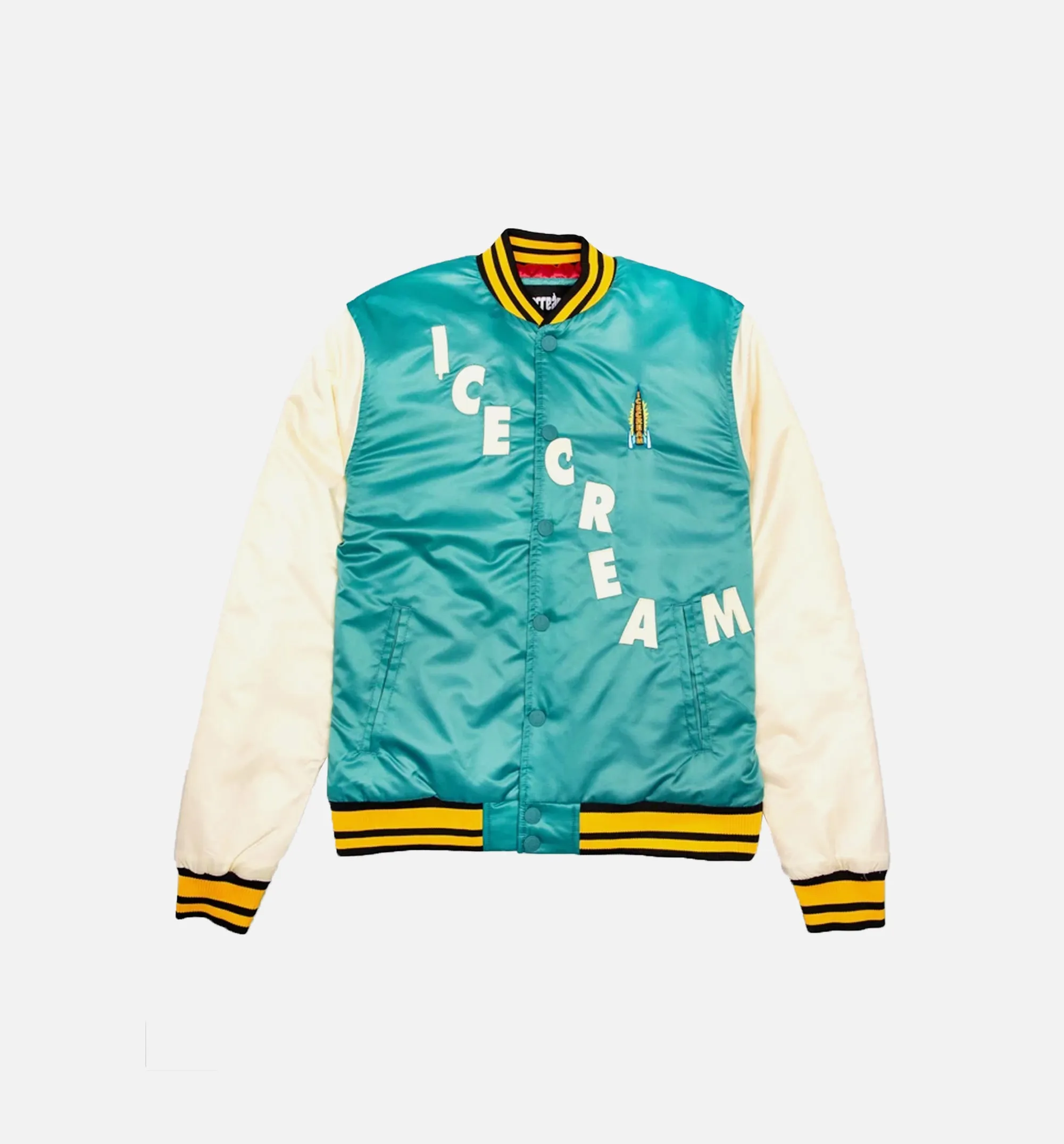 Retro Mens Varsity Jacket - Teal/Multi