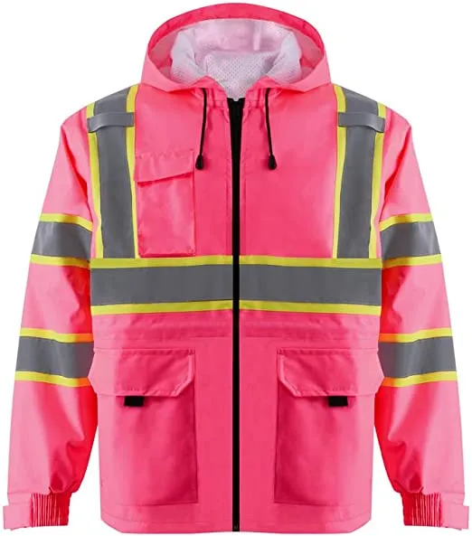 SMASYS Pink High Visibility Winter Safety Jackets for Women Construction Jackets for Men Mesh Fleece Inside