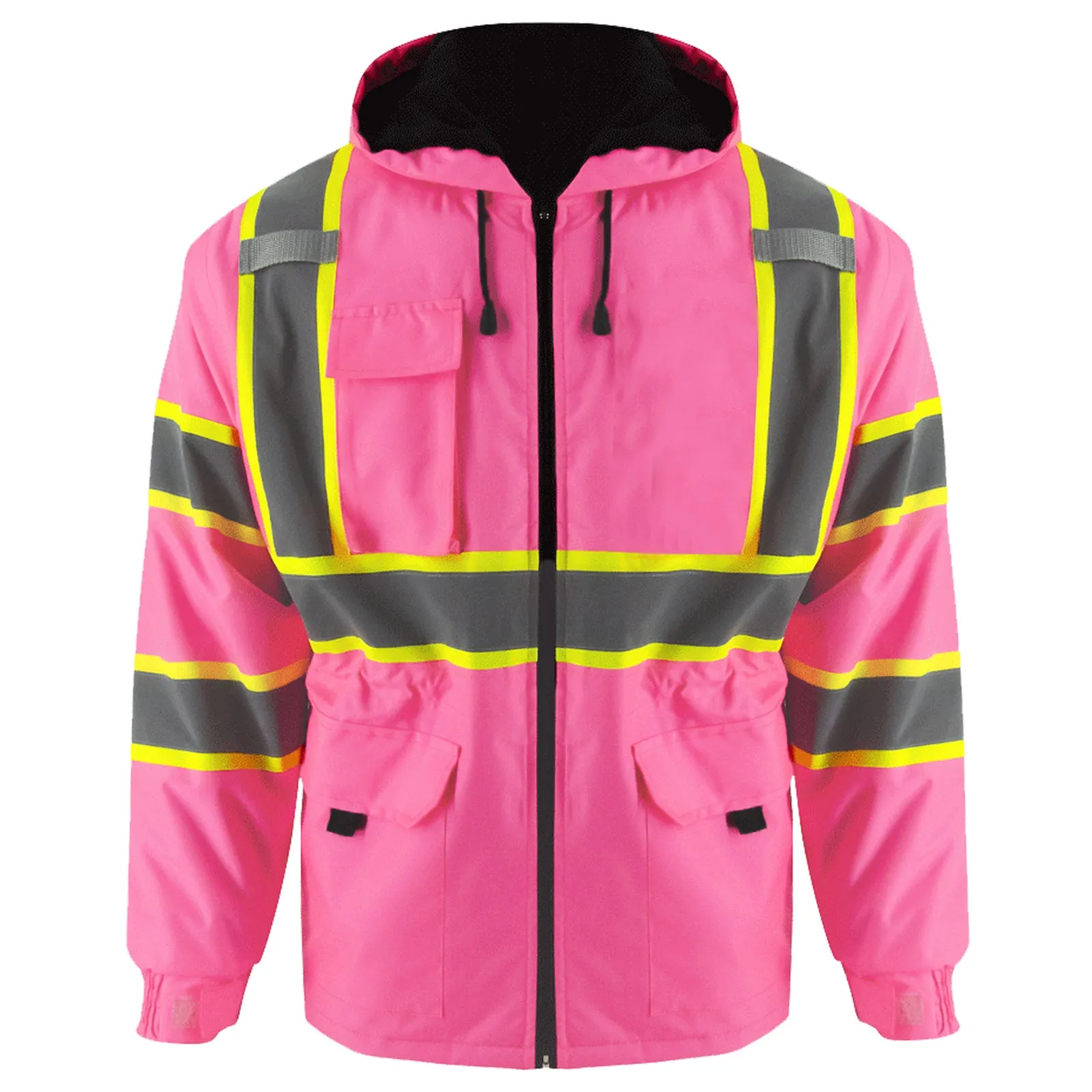 SMASYS Pink High Visibility Winter Safety Jackets for Women Construction Jackets for Men Mesh Fleece Inside