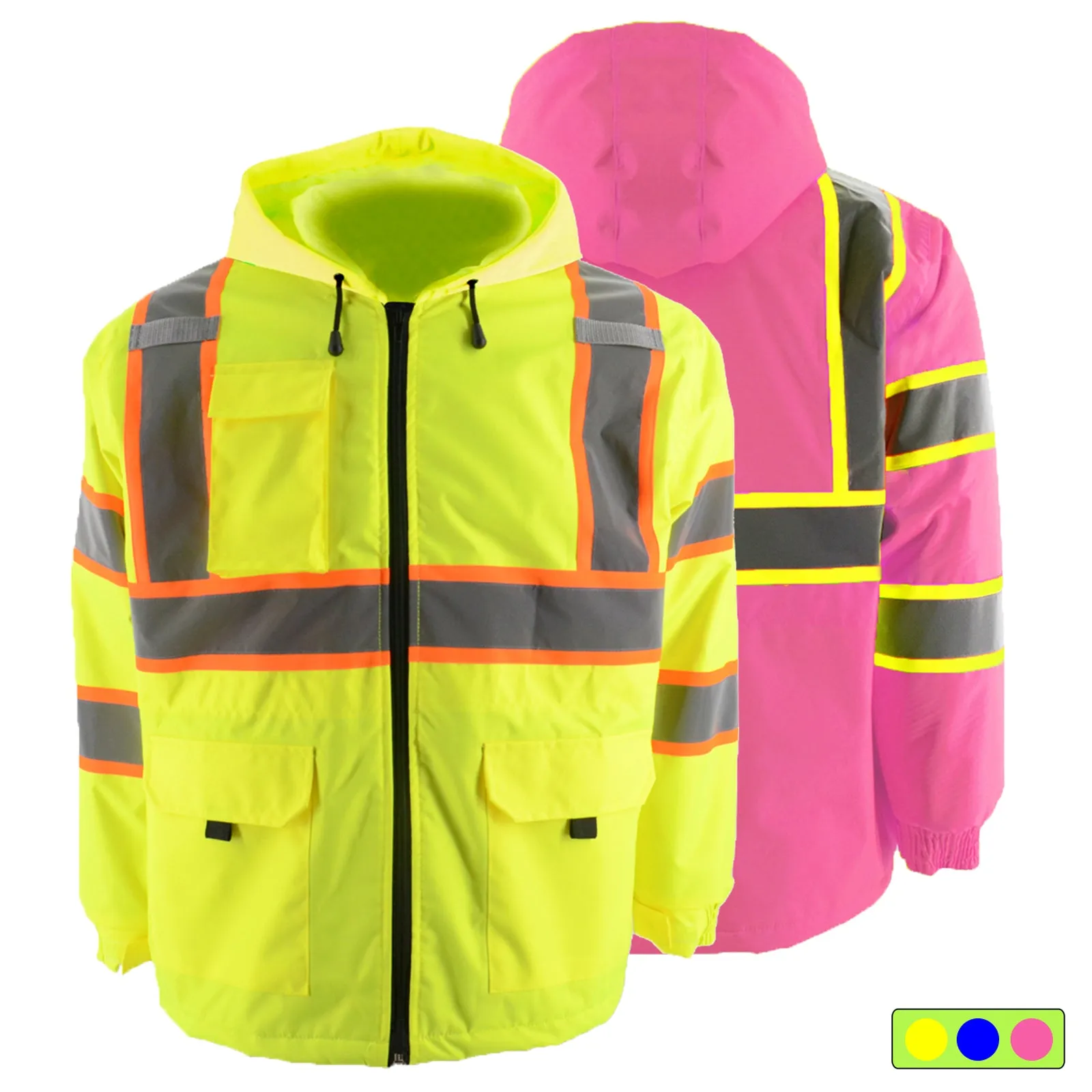 SMASYS Pink High Visibility Winter Safety Jackets for Women Construction Jackets for Men Mesh Fleece Inside