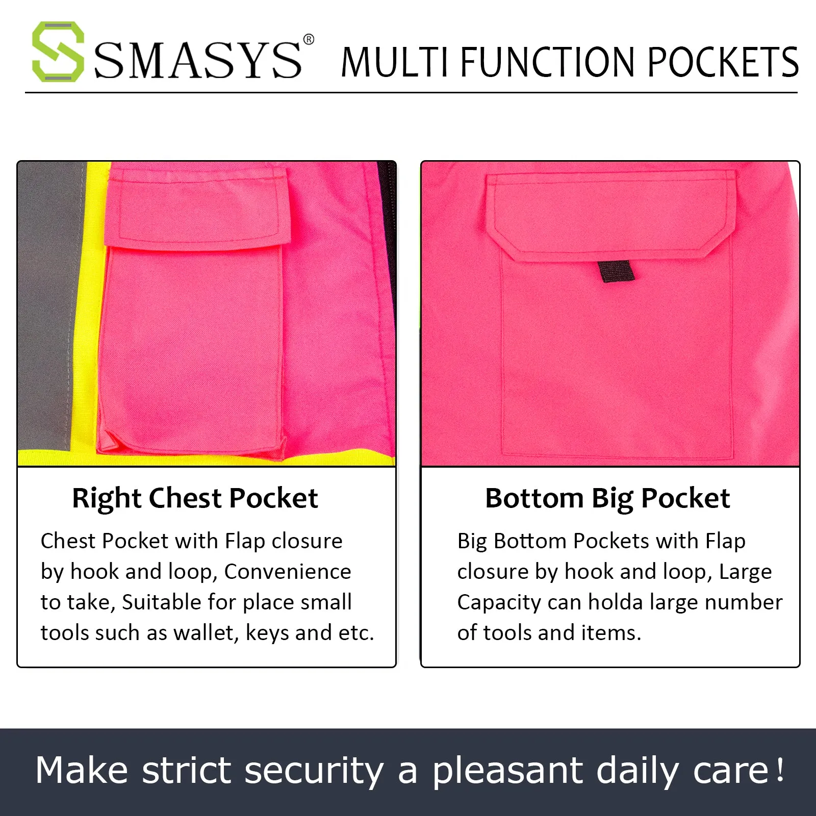 SMASYS Pink High Visibility Winter Safety Jackets for Women Construction Jackets for Men Mesh Fleece Inside