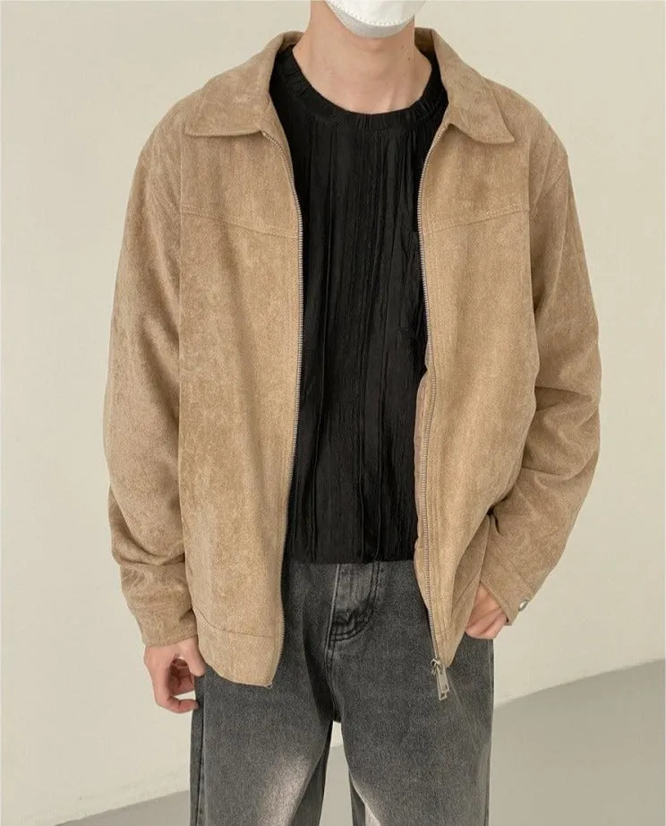 Suede Lapel Casual Jacket