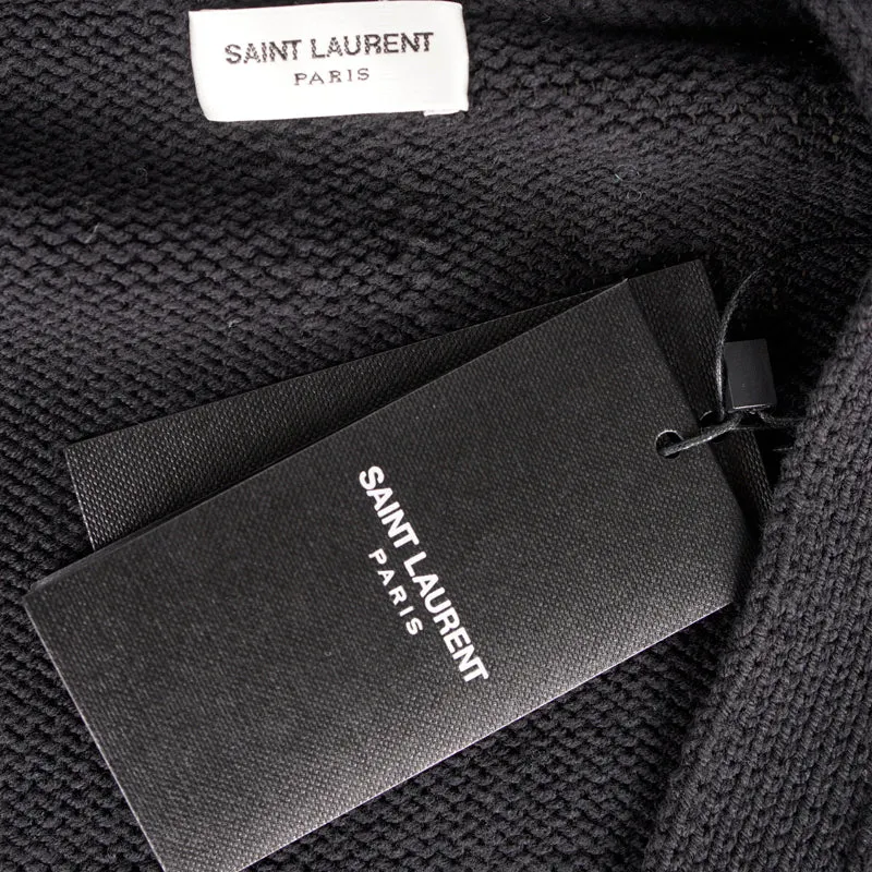 sz M NEW $1190 SAINT LAURENT Men's Black Cotton Oversized GRUNGE V-neck CARDIGAN